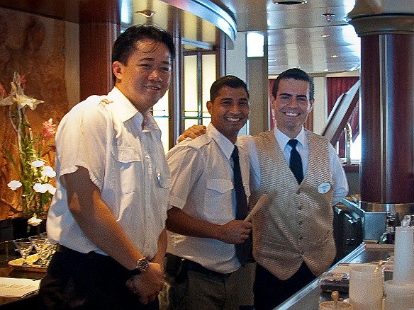 What else is there to do at sea, but have bartending classes at 11:30 in the morning! On the left is Darwin, in the middle is Oliver, the head bartender on the ship. Jan 20, 2010 11:30 AM : Darwin, Oliver, SilverSea Caribbean Cruise 2010