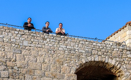 Côte d'Azur-020 Clambering around the fortified monastery provided some good team photo-ops and scenic views