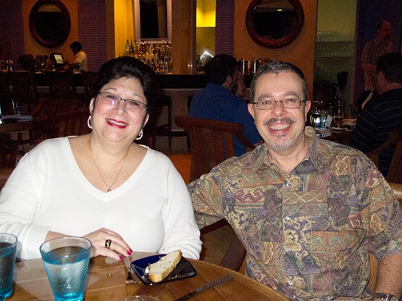 After a long day of travel, we arrived at the Ritz in Grand Cayman. Thursday night dinner at the informal Periwinkle restaurant. Jan 26, 2012 8:04 PM : David Zeleznik, Grand Cayman, Maxine Klein