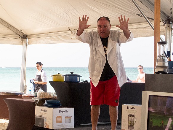 José Andrés launches into his paella demo completely soaking and hysterically funny Jan 18, 2013 10:04 AM : Grand Cayman, José Andrés