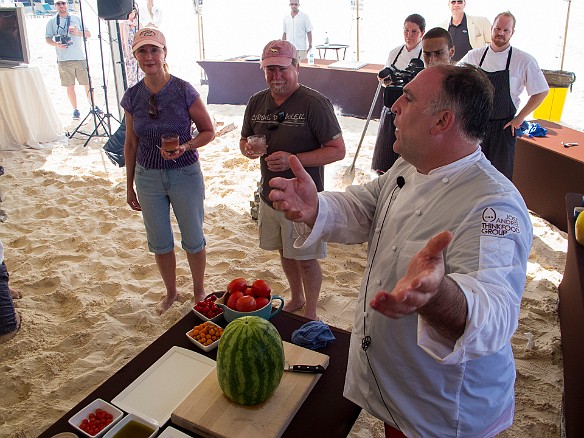 José Andrés showing how to make watermelon / cherry tomato appetizers Jan 18, 2013 10:25 AM : Grand Cayman, José Andrés
