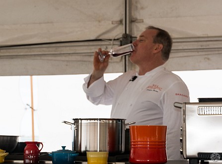 One must always make sure that the master chocolatier is properly fueled.... Jan 18, 2014 3:01 PM : Grand Cayman, Jacques Torres : Maxine Klein,David Zeleznik,Daniel Boulud