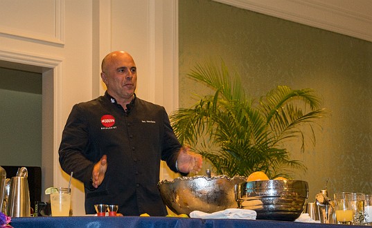 Tony Abou-Ganim starts out by reviewing the "palette" that the mixologist has (or should have) at his disposal. Jan 18, 2014 4:38 PM : Grand Cayman, Tony Abou-Ganim : Maxine Klein,David Zeleznik,Daniel Boulud