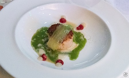 CaymanCookout2015Day3-050 Chef Sven Elverfeld's Maine scallop with leek and pomegranate