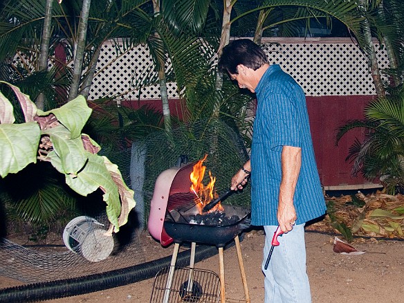 Woody the vegetarian attempts to incinerate our lamb dinner Apr 9, 2009 12:24 AM : Oahu, Woody