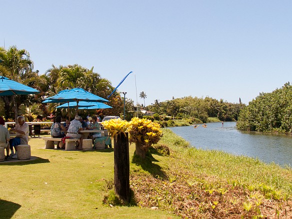 The restaurant is alongside the Hanalei River, which is used by kayakers and paddle-boarders May 14, 2010 1:23 PM : Kauai