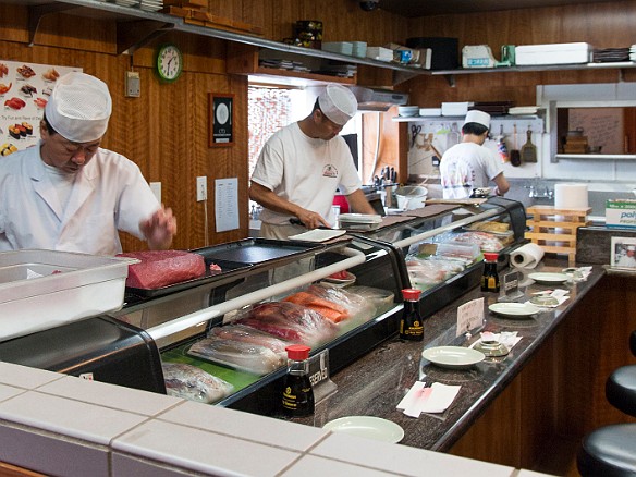 We needn't have been worried, we stepped inside to be greeted by three Japanese sushi chefs who were skillfully carving away at the most impressive pieces of tuna and yellowtail that I have seen. We grabbed a table and had a simply awesome sushi and sashimi lunch. May 8, 2015 1:32 PM : Oahu