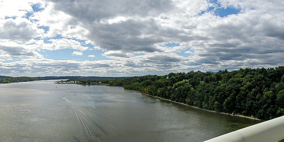 Berkshires2000-014-Pano-2 Saturday we drove out to the Rip Van Winkle Bridge across the Hudson. After parking the cars, we walked halfway across to this panoramic view South down the...