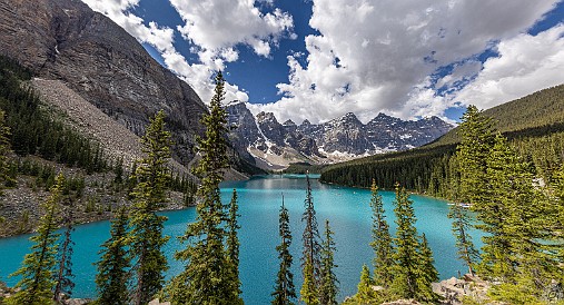 MoraineLake-024 But the views from The Rockpiles were well worth it. The unreal deep turquoise color is the result of the light refracting off the rock flour suspended in the...