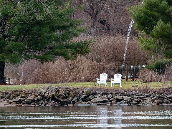CT River Eagle Cruise 2022-055 Spring must be arriving since we spotted quite a few Adirondack chairs that were sprouting along the river. Some were down low ....
