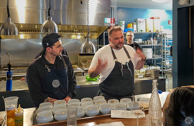 The Essex Nikkei Dinner-002 Chefs Jorge Baldiviezo and Colt Taylor get the evening going