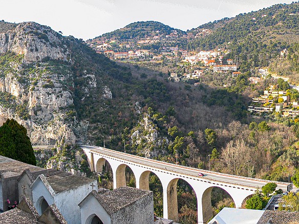 Eze-0207-003-Pano The picturesque Cimetière de Èze provides sweeping views of the mountains and the Moyenne Corniche in the foreground.