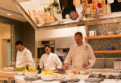 CaymanCookout2015Day3-009 Sunday morning started with a class held in the newly renovated demo kitchen on the 5th floor of the hotel. Rainer Zinngrebe, corporate head of food and...