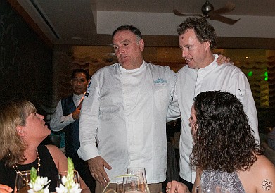 CaymanCookout2015Day3-051 José Andrés and Sven Elverfeld stop by the table after their first two courses
