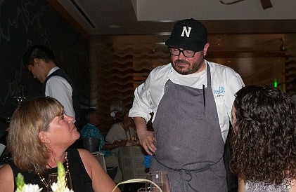 CaymanCookout2015Day3-054 You can sense the pattern here- Sean Brock visits the table after his course is served
