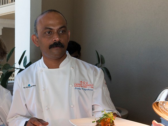 Chef Shetty, owner of Blue Cilantro and current president of the Cayman Culinary Society, serves up some tandoori fish Jan 15, 2017 12:58 PM : Vidyadhara Shetty