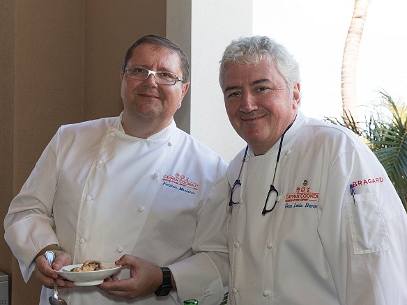 Frederic Morineau. executive chef of the Ritz Grand Cayman property, and Jean-Louis Dumonet, executive chef of the Union Club in NYC, relax after the initial rush is over Jan 15, 2017 1:48 PM : Frederic Morineau, Jean-Louis Dumonet