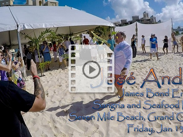 José Andrés' James Bond-style entrance onto Seven Mile Beach, replete with gold-plated Champagne tommy-guns. Then it's on to make the (very strong) sangria and the seafood fideuà. Jan 13, 2017 3:00 PM : video thumbnail