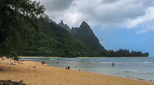 Tunnels-20040528-005 Top side at Tunnels Beach and the view of Mt. Makana, aka Bali Hai