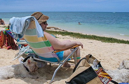 Oahu2004-012 Lazy afternoon at Lanikai Beach with the pups