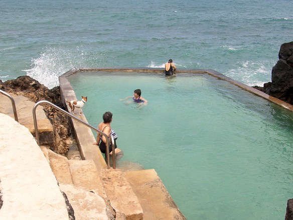 The pool is filled by the ocean waves crashing over the walls May 15, 2010 2:04 PM : Cha Smith, Debra Zeleznik, Mary Wilkowski, Oahu