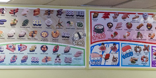 Each dish is color coded to indicate the price May 21, 2011 1:24 PM : Kuru Kuru Sushi, Oahu