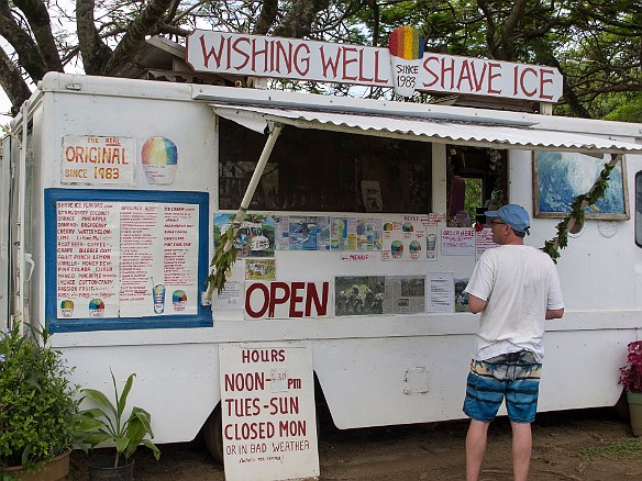 Upon our return to Hanalei, we introduced Howie to the concept of Hawaiian shave ice May 14, 2013 12:07 PM : Howard Berzon, Kauai