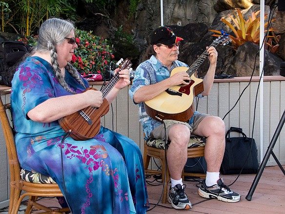 Our annual homeowner's association meeting was on Thursday, followed by an evening reception around the pool. This year, we had Doug McMaster, a well-known slack key guitarist, and his wife Sandy, who plays the ukulele, provide the entertainment. May 16, 2013 6:21 PM : Doug McMaster, Kauai, Sandy McMaster