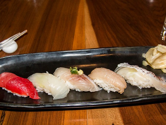 The sushi course, various kinds of tuna, fluke, jack, and clam. The rice, fresh wasabi, and house made nama (unpasteurized) shoyu mad this phenomenal. May 7, 2014 9:00 PM : Oahu
