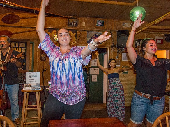 Mike Keale plays Monday nights at Tahiti Nui (the bar from The Descendants). Guaranteed that at several points during the set, the waitresses stop their waitressing and do the hula. May 11, 2015 7:57 PM : Kauai, Mike Keale : Debra Zeleznik,David Zeleznik,Jawea Mockabee,Maxine Klein,Mary Wilkowski