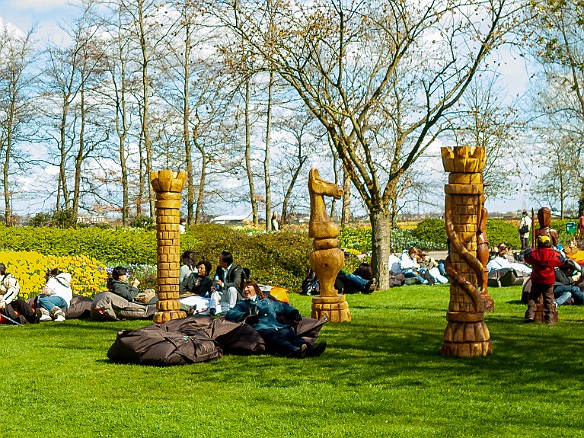 Keukenhof-024 A unique opportunity to give your legs a break and relax on bean bag chairs scattered amongst wooden chess piece sculptures