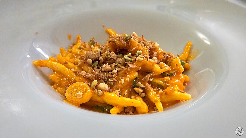 NewYear2026-024 Lobster over trofie pasta with local Arethusa Europa cheese, similar to aged gouda, and pine nuts