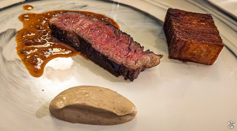 NewYear2026-026 The final main course was Wagyu beef in a perigordine black truffle sauce accompanied by sunchoke purée and a potato pavé