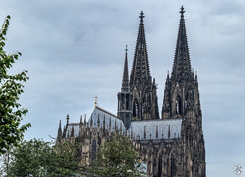 Cologne2025-021 Stepping off the boat on Sunday morning for a walking tour of Cologne, we were immediately greeted by the sight of the massive cathedral dominating the skyline.