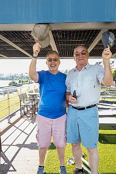 Koblenz2025-022 With new friend Jim Robertson demonstrating the incredibly low clearance of some of the bridges we passed under
