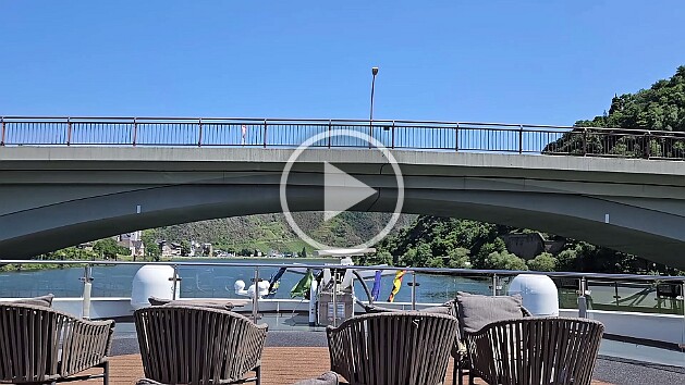 Treis-Karden Bridge Max ducks as she has a close encounter with the underside of the the Treis-Karden Bridge