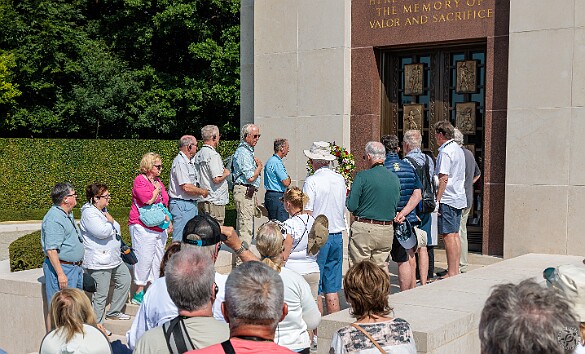 Luxembourg2025-022 In an unexpected and very moving conclusion to our visit, all of the veterans in our tour group, including Max, were called to line up as a wreath was placed in...