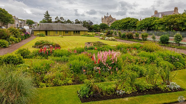 Shetland2024-027 The Jubilee Flower Park is two square blocks of public space. The adjoining playground is also the site of the annual Up Helly Aa fire festival which was...