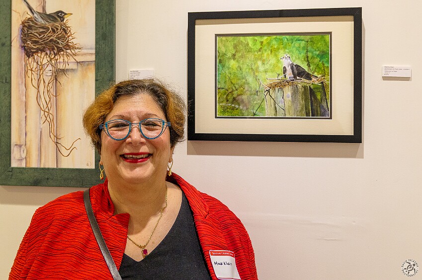NatureUpClose2025-003 Max and her second watercolor on display, an osprey couple titled 