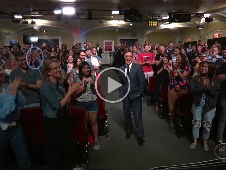 MaxDave Stephen Colbert Audience 2019-08-15 Our 10 seconds of fame during the final sweep of the audience