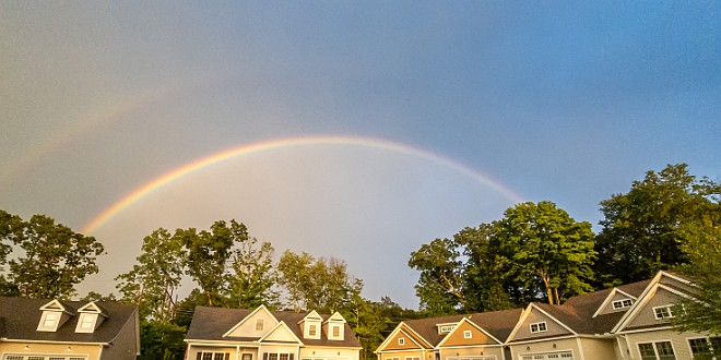 DoubleRainbow-003 Conditions were perfect last night for an incredibly bright double 🌈 just as the storm was clearing and the sun peeked through an opening in the clouds.