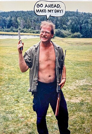 HancockVT Thanksgiving1987-006 CFL (Chairman for Life) Tom Monahan, pistol packin' papa